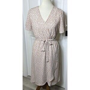 Sienna Sky Women's Faux Wrap Dress Floral Cream Red Green Size Medium